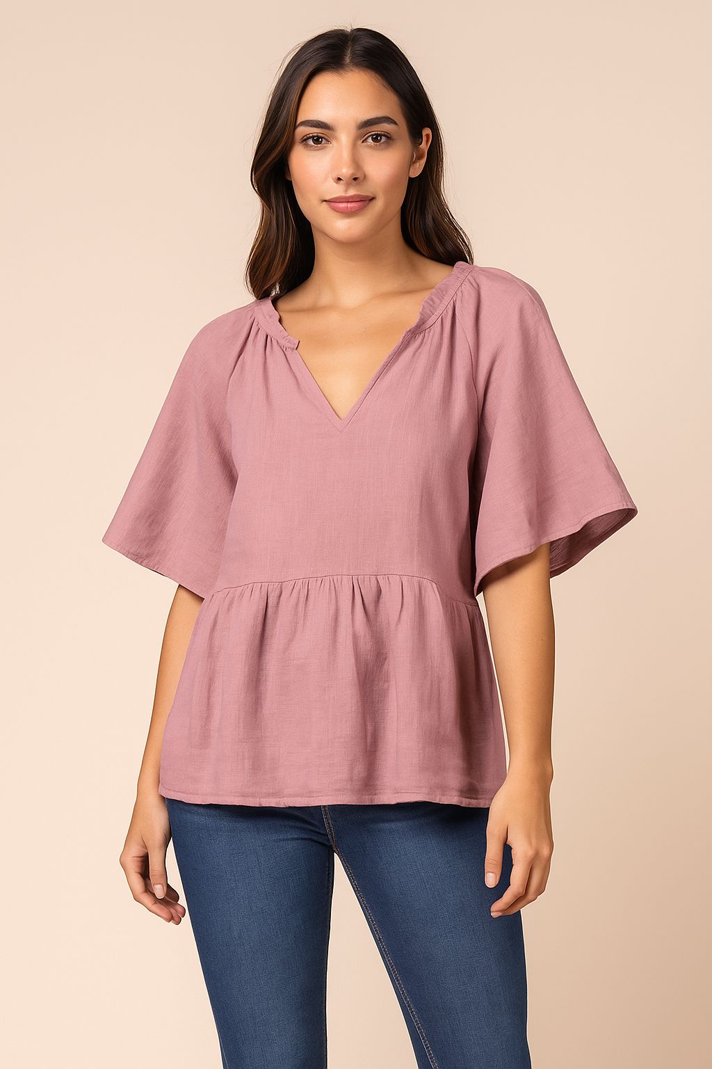 Breezy Mauve Tunic Top
